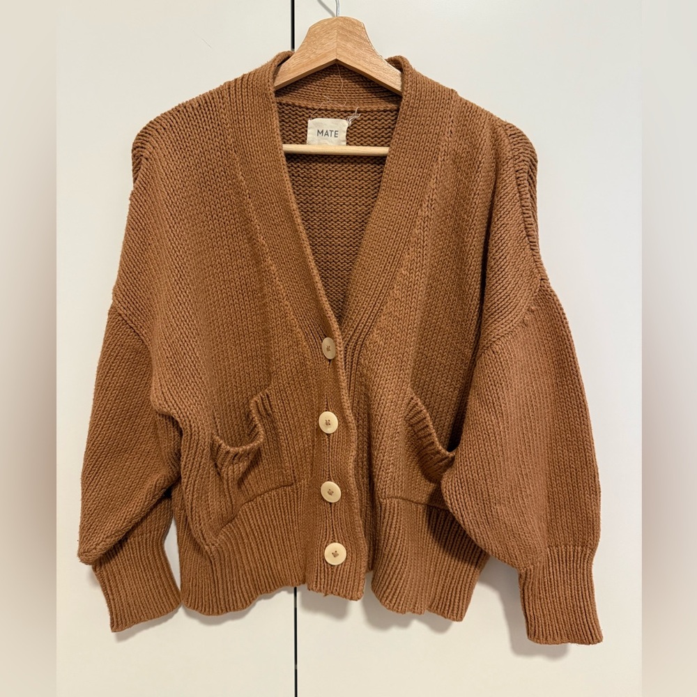 Mate the Lable Oversized Women's Brown Cardigan Sweater